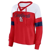 Fanatics White St Louis Cardinals Even Match Lace-Up Long Sleeve V-Neck T-Shirt
