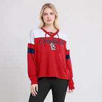 Fanatics White St Louis Cardinals Even Match Lace-Up Long Sleeve V-Neck T-Shirt