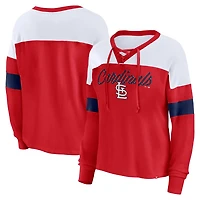 Fanatics White St Louis Cardinals Even Match Lace-Up Long Sleeve V-Neck T-Shirt