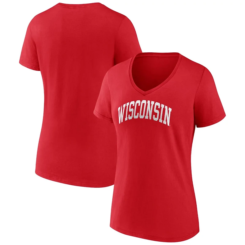 Fanatics Wisconsin Badgers Basic Arch V-Neck T-Shirt