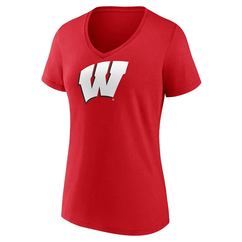 Fanatics Wisconsin Badgers Evergreen Logo V-Neck T-Shirt