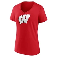 Fanatics Wisconsin Badgers Evergreen Logo V-Neck T-Shirt