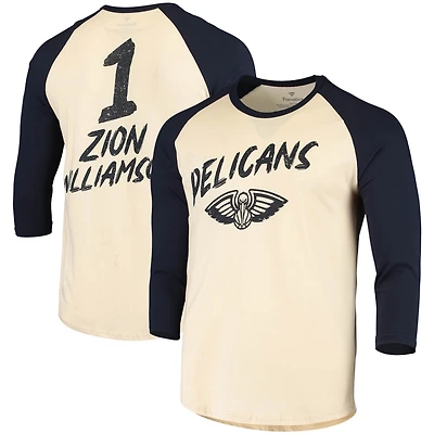 Fanatics Zion Williamson /Navy New Orleans Pelicans Raglan 3/4 Sleeve T-Shirt