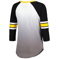 G-III 4Her by Carl Banks /Black Iowa Hawkeyes Lead Off Ombre Raglan 3/4-Sleeve V-Neck T-Shirt