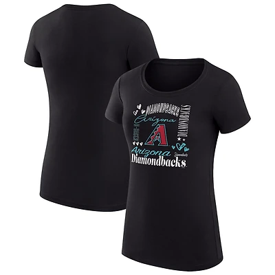 G-III 4Her by Carl Banks Arizona Diamondbacks Super-Slim Fit Lightweight Collage Team Graphic Crew Neck T-Shirt