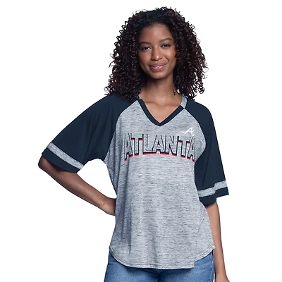 G-III 4Her by Carl Banks Atlanta Braves Hall of Fame Raglan Oversized Half-Sleeve Top