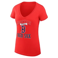 G-III 4Her by Carl Banks Boston Sox Super-Slim Fit Lightweight Team Logo Graphic V-Neck T-Shirt