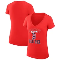 G-III 4Her by Carl Banks Boston Sox Super-Slim Fit Lightweight Team Logo Graphic V-Neck T-Shirt