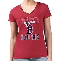 G-III 4Her by Carl Banks Boston Sox Super-Slim Fit Lightweight Team Logo Graphic V-Neck T-Shirt