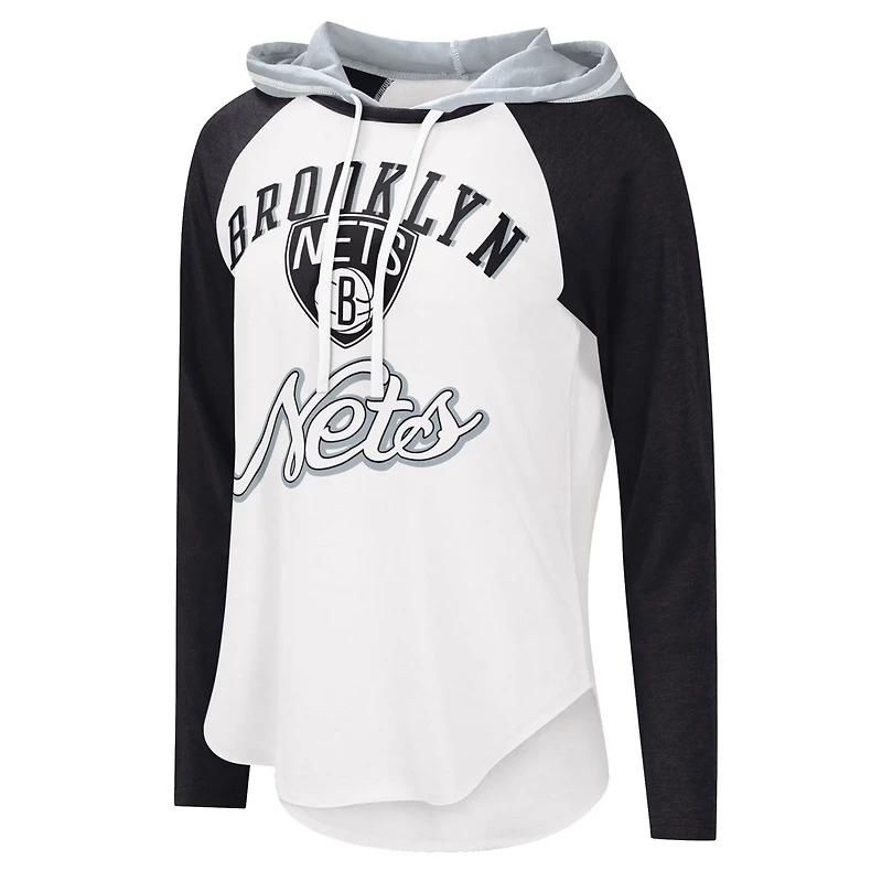 G-III 4Her by Carl Banks Brooklyn Nets MVP Raglan Hoodie Long Sleeve T-Shirt