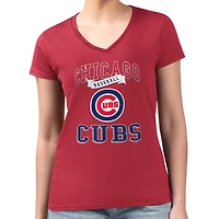 G-III 4Her by Carl Banks Chicago Cubs Super-Slim Fit Lightweight Team Logo Graphic V-Neck T-Shirt