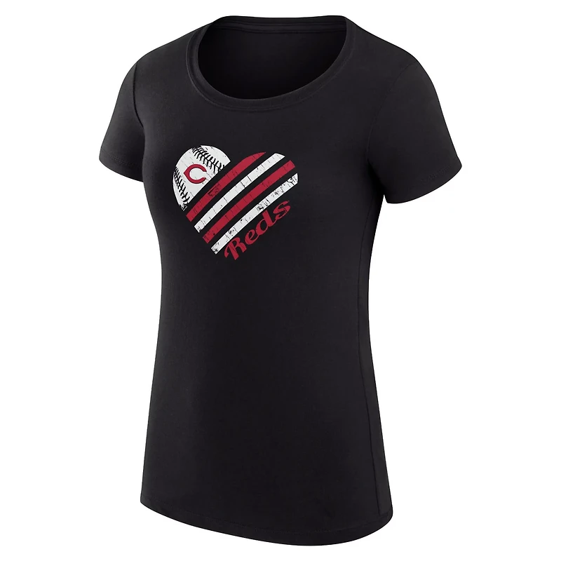 G-III 4Her by Carl Banks Cincinnati Reds Super-Slim Fit Lightweight Heart Graphic T-Shirt