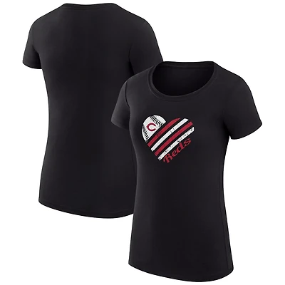 G-III 4Her by Carl Banks Cincinnati Reds Super-Slim Fit Lightweight Heart Graphic T-Shirt