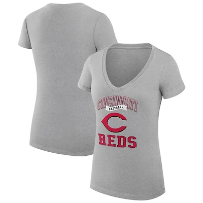 G-III 4Her by Carl Banks Cincinnati Reds Super-Slim Fit Lightweight Team Logo Graphic V-Neck T-Shirt