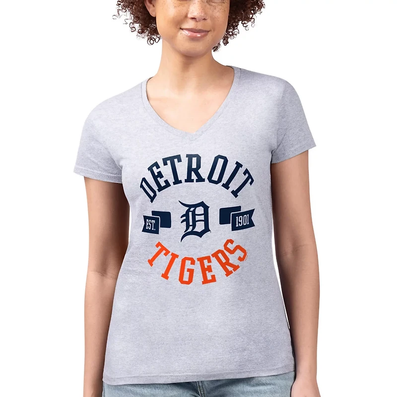 G-III 4Her by Carl Banks Detroit Tigers Super-Slim Fit Lightweight City Graphic V-Neck T-Shirt