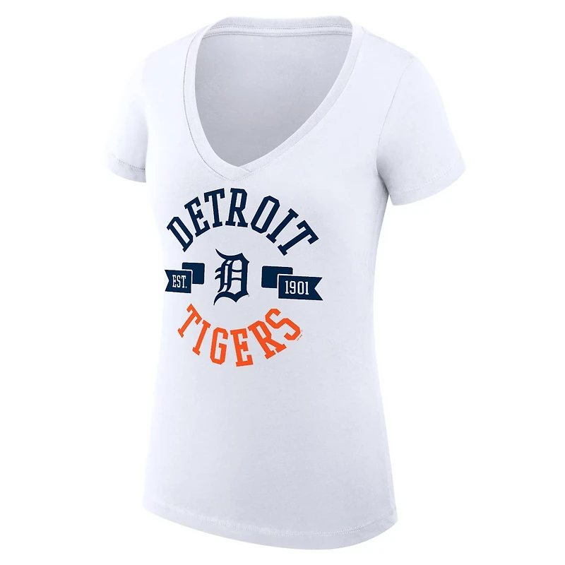 G-III 4Her by Carl Banks Detroit Tigers Super-Slim Fit Lightweight City Graphic V-Neck T-Shirt