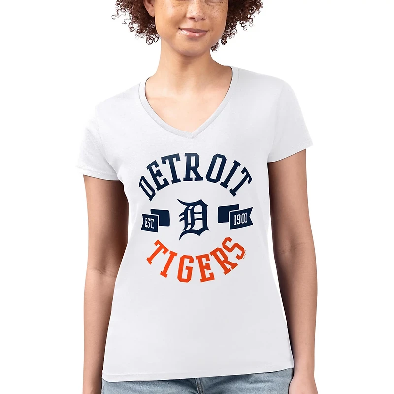 G-III 4Her by Carl Banks Detroit Tigers Super-Slim Fit Lightweight City Graphic V-Neck T-Shirt