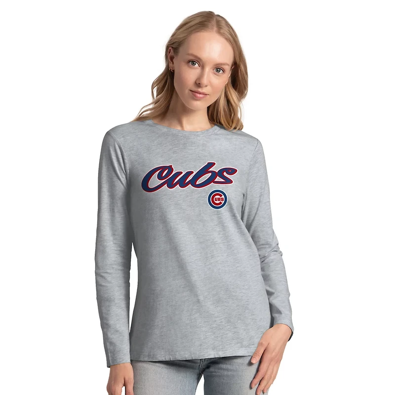 G-III 4Her by Carl Banks Heather Gray Chicago Cubs Short-Sleeve and Long-Sleeve T-Shirt Combo Pack