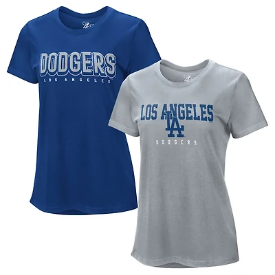 G-III 4Her by Carl Banks Heather Gray Los Angeles Dodgers Two T-Shirt Combo Pack