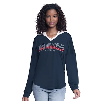 G-III 4Her by Carl Banks LA Clippers Bench Player Oversized Long Sleeve Hooded Top