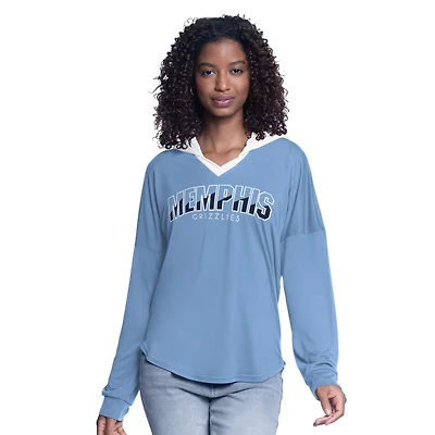 G-III 4Her by Carl Banks Light Memphis Grizzlies Bench Player Oversized Long Sleeve Hooded Top