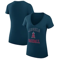 G-III 4Her by Carl Banks Los Angeles Angels Super-Slim Fit Lightweight Team Logo Graphic V-Neck T-Shirt