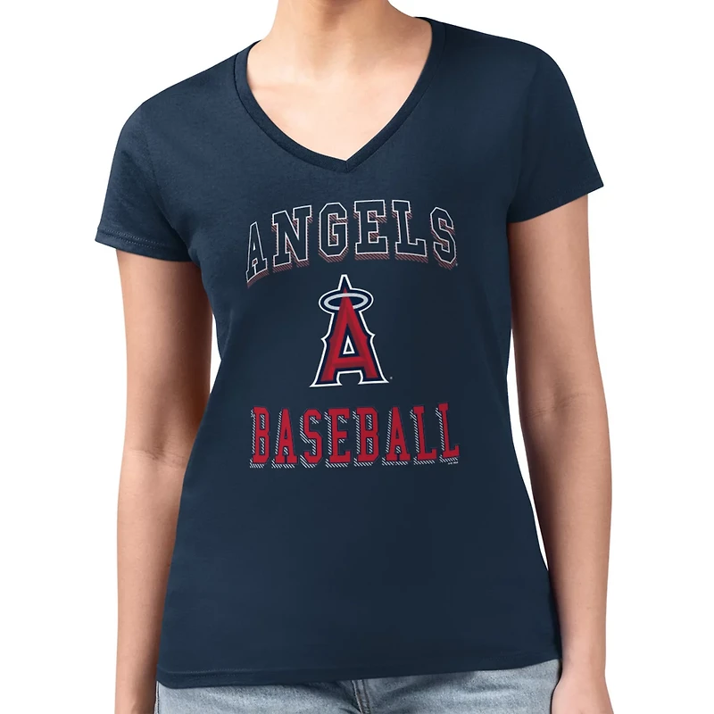 G-III 4Her by Carl Banks Los Angeles Angels Super-Slim Fit Lightweight Team Logo Graphic V-Neck T-Shirt