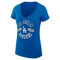 G-III 4Her by Carl Banks Los Angeles Dodgers Super-Slim Fit Lightweight City Graphic V-Neck T-Shirt