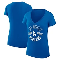 G-III 4Her by Carl Banks Los Angeles Dodgers Super-Slim Fit Lightweight City Graphic V-Neck T-Shirt