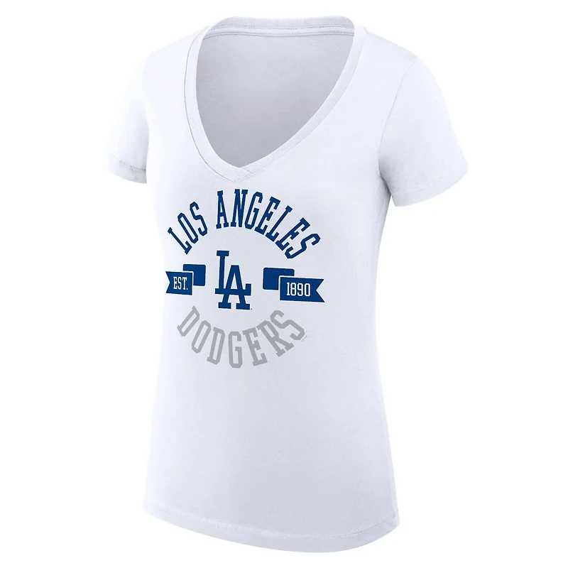 G-III 4Her by Carl Banks Los Angeles Dodgers Super-Slim Fit Lightweight City Graphic V-Neck T-Shirt