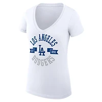 G-III 4Her by Carl Banks Los Angeles Dodgers Super-Slim Fit Lightweight City Graphic V-Neck T-Shirt