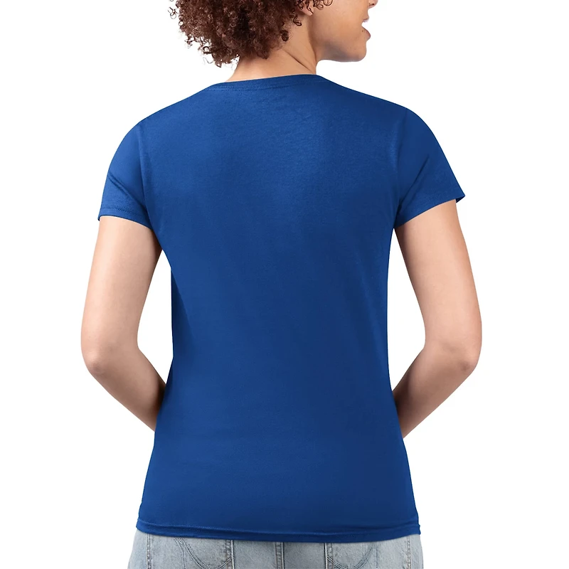 G-III 4Her by Carl Banks Los Angeles Dodgers Super-Slim Fit Lightweight Flowers Graphic V-Neck T-Shirt