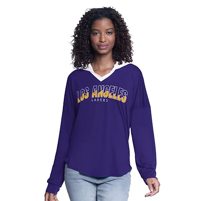 G-III 4Her by Carl Banks Los Angeles Lakers Bench Player Oversized Long Sleeve Hooded Top