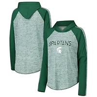 G-III 4Her by Carl Banks Michigan State Spartans Underdog Bling Raglan Long Sleeve Hoodie T-Shirt