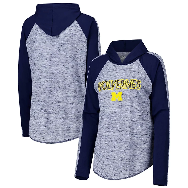 G-III 4Her by Carl Banks Michigan Wolverines Underdog Bling Raglan Long Sleeve Hoodie T-Shirt