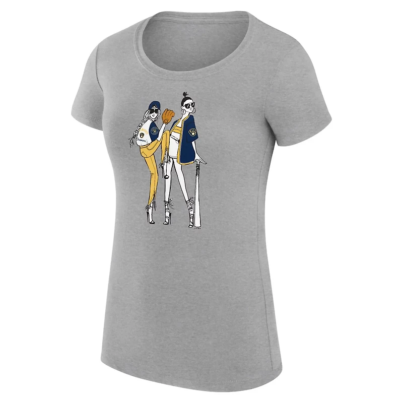 G-III 4Her by Carl Banks Milwaukee Brewers Super-Slim Fit Lightweight Baseball Girls T-Shirt