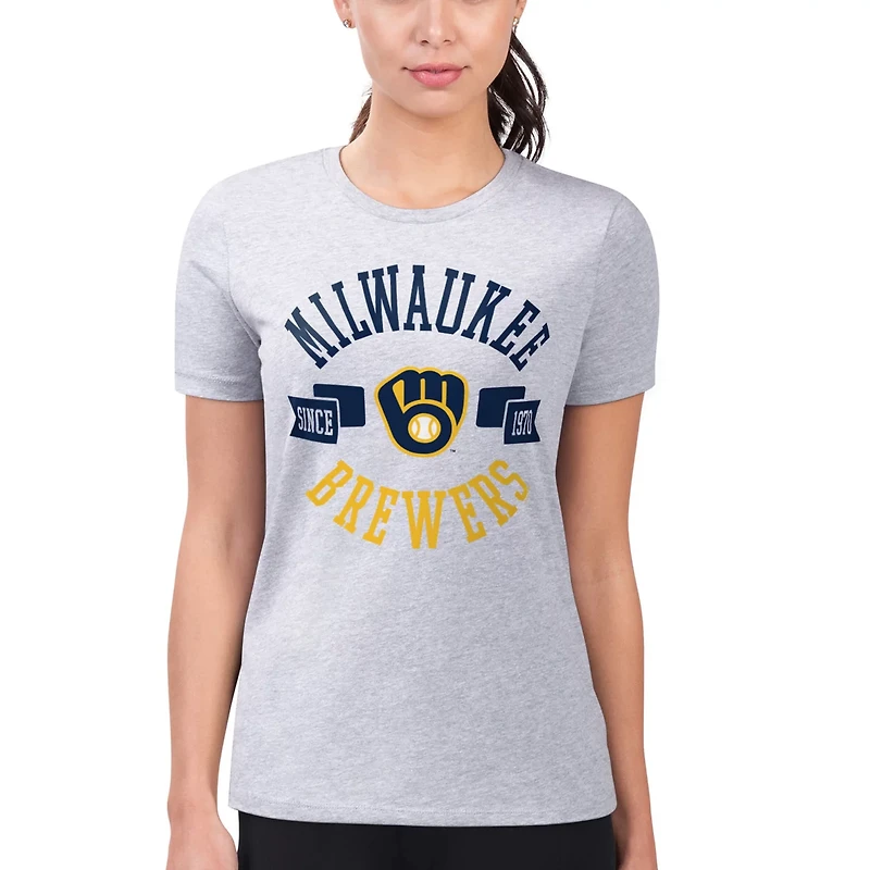G-III 4Her by Carl Banks Milwaukee Brewers Super-Slim Fit Lightweight City Graphic T-Shirt