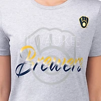 G-III 4Her by Carl Banks Milwaukee Brewers Super-Slim Fit Lightweight Shadow Logo Graphic T-Shirt