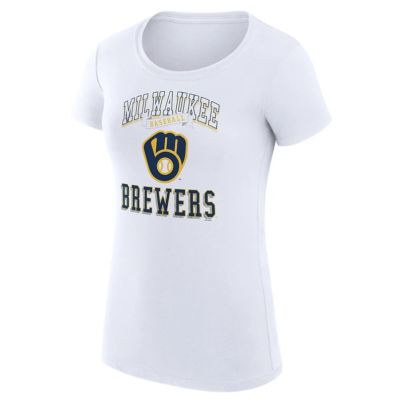 G-III 4Her by Carl Banks Milwaukee Brewers Super-Slim Fit Lightweight Team Logo Graphic T-Shirt