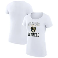 G-III 4Her by Carl Banks Milwaukee Brewers Super-Slim Fit Lightweight Team Logo Graphic T-Shirt