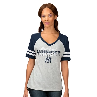 G-III 4Her by Carl Banks New York Yankees Goal Line Raglan V-Neck T-Shirt