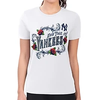 G-III 4Her by Carl Banks New York Yankees Super-Slim Fit Lightweight Retro Roses T-Shirt