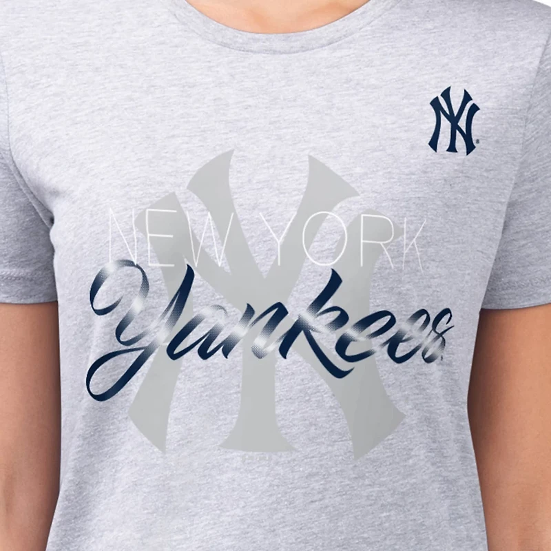 G-III 4Her by Carl Banks New York Yankees Super-Slim Fit Lightweight Shadow Logo Graphic T-Shirt