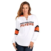 G-III 4Her by Carl Banks Philadelphia Flyers Goal Zone Long Sleeve Lace-Up Hoodie T-Shirt
