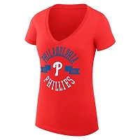 G-III 4Her by Carl Banks Philadelphia Phillies Super-Slim Fit Lightweight City Graphic V-Neck T-Shirt