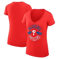G-III 4Her by Carl Banks Philadelphia Phillies Super-Slim Fit Lightweight City Graphic V-Neck T-Shirt