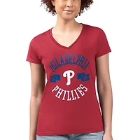 G-III 4Her by Carl Banks Philadelphia Phillies Super-Slim Fit Lightweight City Graphic V-Neck T-Shirt
