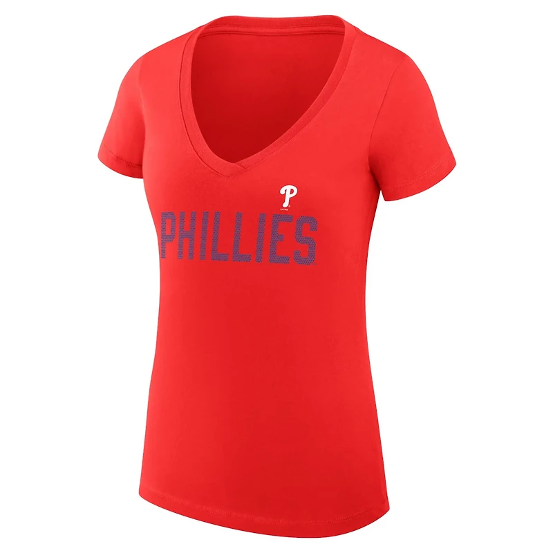 G-III 4Her by Carl Banks Philadelphia Phillies Super-Slim Fit Lightweight Dot Print V-Neck T-Shirt