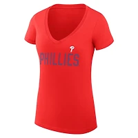 G-III 4Her by Carl Banks Philadelphia Phillies Super-Slim Fit Lightweight Dot Print V-Neck T-Shirt