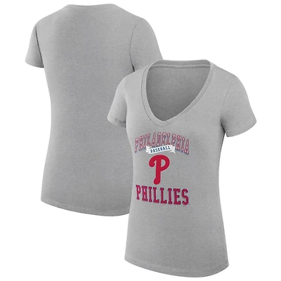 G-III 4Her by Carl Banks Philadelphia Phillies Super-Slim Fit Lightweight Team Logo Graphic V-Neck T-Shirt